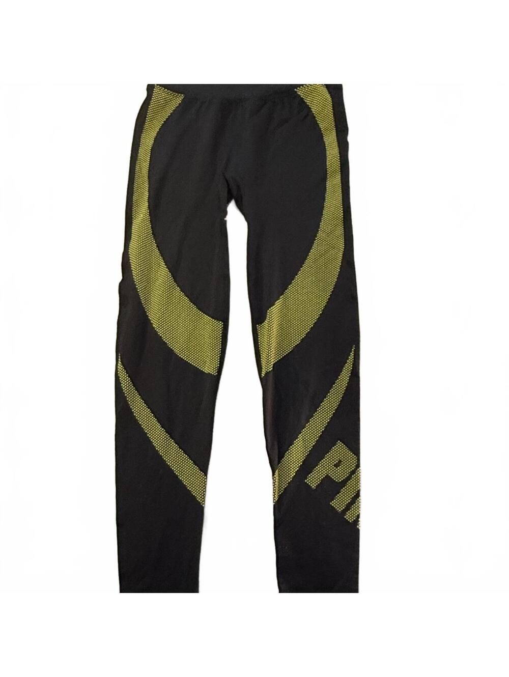 Victoria's Secret PINK Active Seamless tight Leggings Black Neon Lime